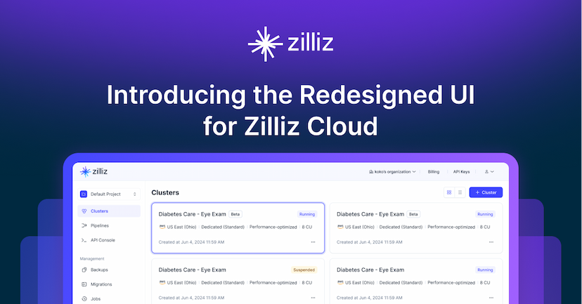 Zilliz Cloud’s Redesigned UI: A Streamlined and Intuitive User Experience